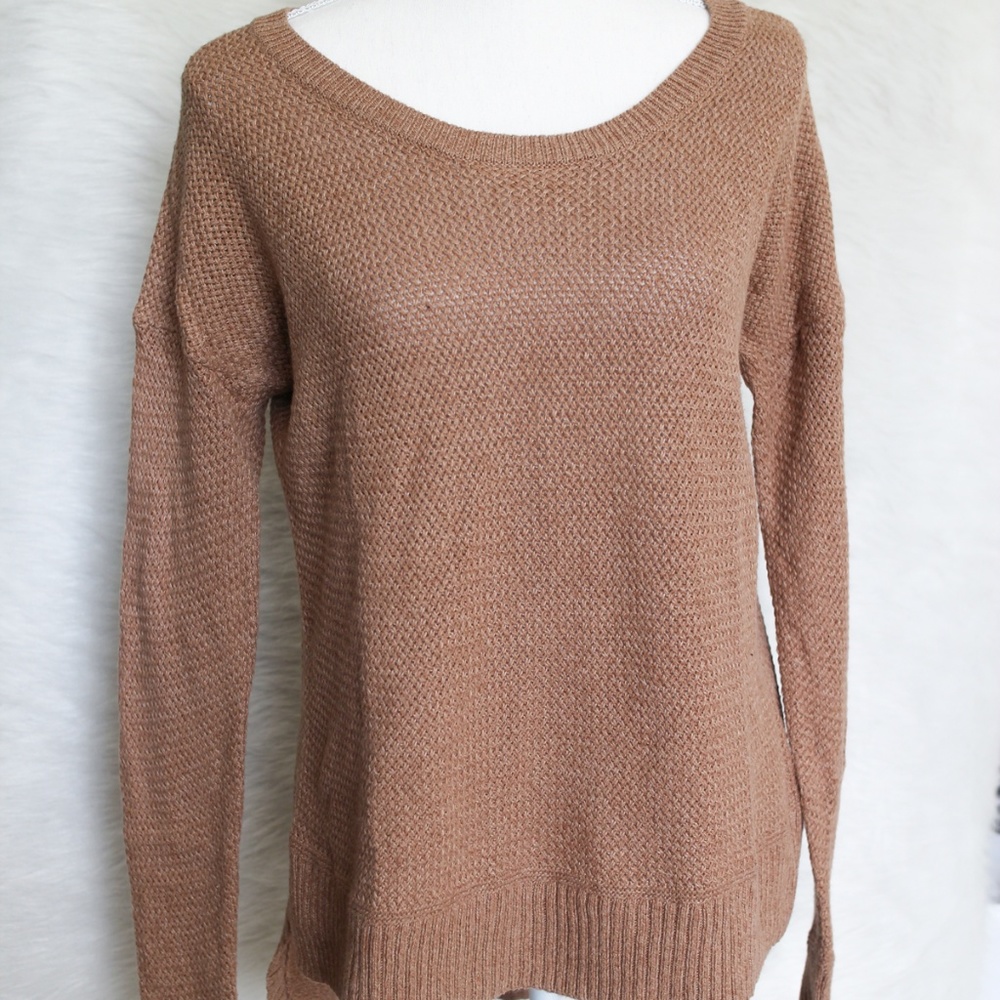 Madewell Brown Knit Crochet Pull Over Sweater